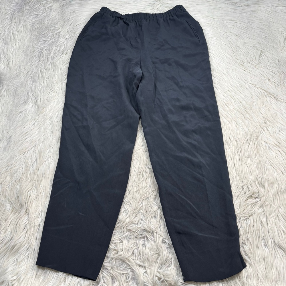 Vintage Donna Karan New York Women's P S Black 100% Silk Pull On Pant Quiet Lux